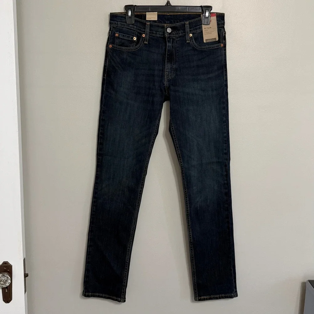 NEW Levi's 511 Mens 30x34 Slim Fit Stretch Dark Denim Blue Jeans